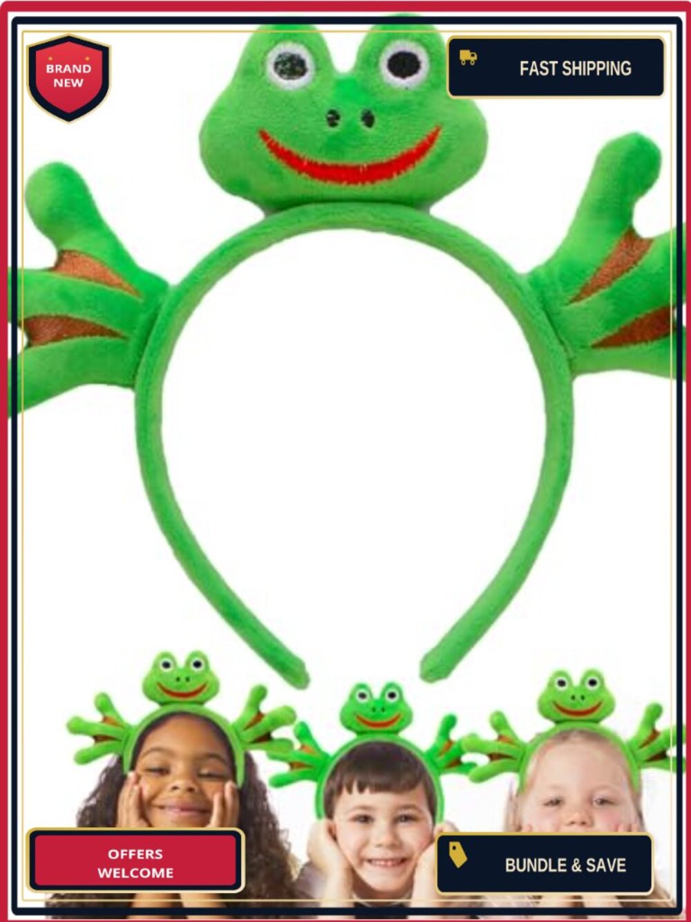 Fluffy Frog Headband Elastic Animal Party Costume Hair Accessory